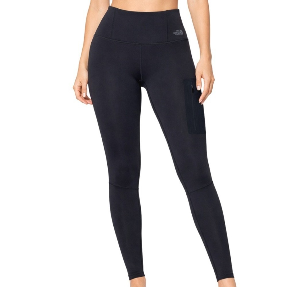 The North Face Womens Black High Rise‎ UPF 40+ Athletic Leggings Zip Pocket Med